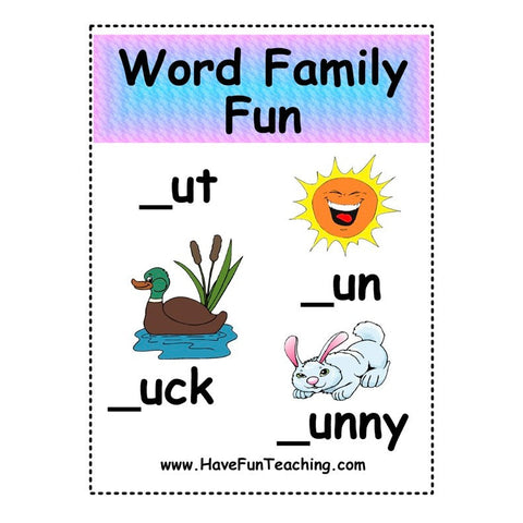 Word Family Ut Un Uck Unny Worksheet 2