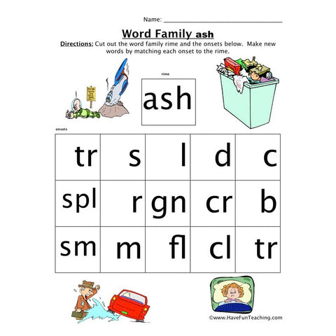 Word Family Ash Worksheet