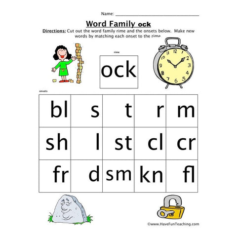 Word Family Ock Worksheet
