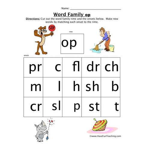 Word Family Op Worksheet