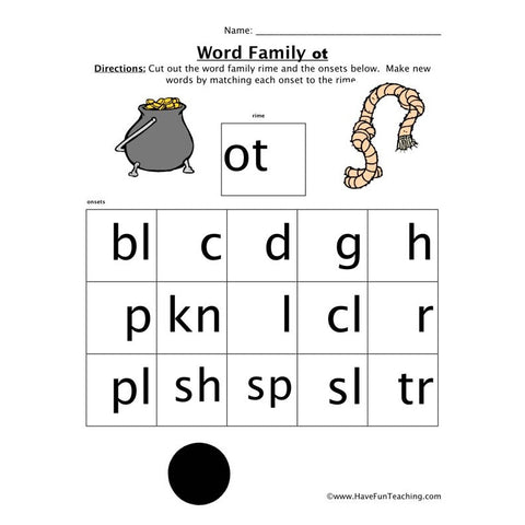 Word Family Ot Worksheet