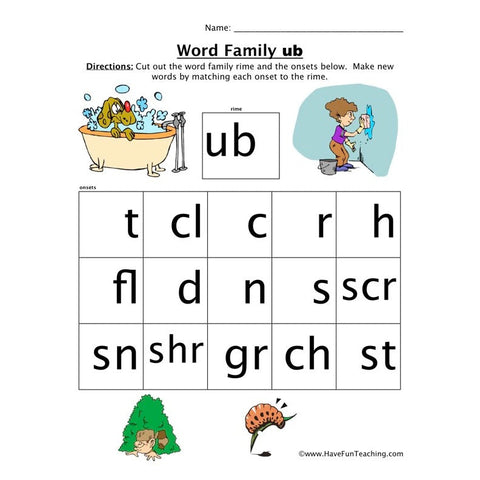 Word Family Ub Worksheet