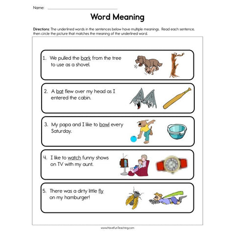 Word Meaning Worksheet