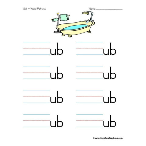 Word Patterns U Worksheet