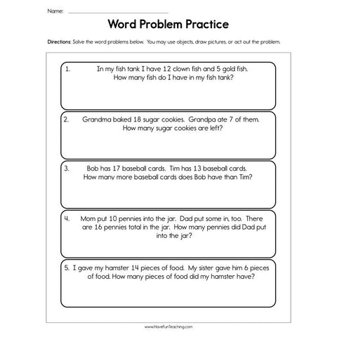 Word Problem Practice Worksheet