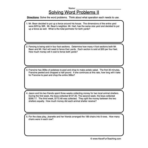 Wordproblems Worksheet 2
