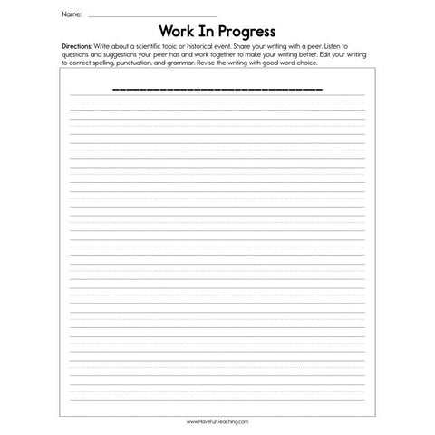Work in Progress Peer Review Worksheet