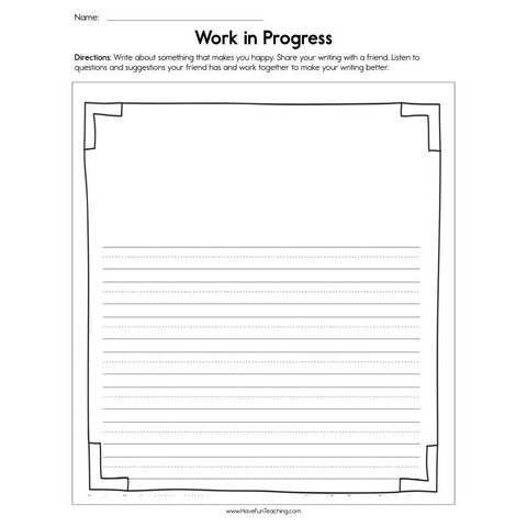 Work in Progress Worksheet