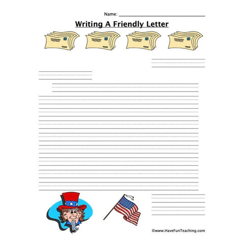 Writing a Letter Patriotic Worksheet