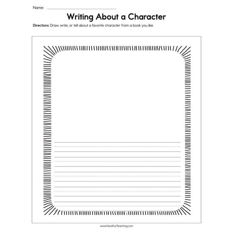Writing About a Character Worksheet