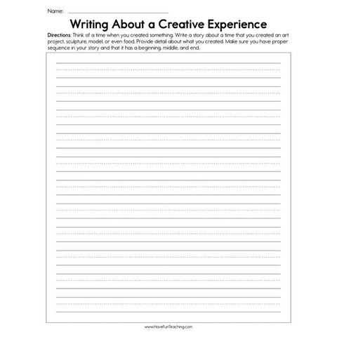 Writing About a Creative Experience Worksheet