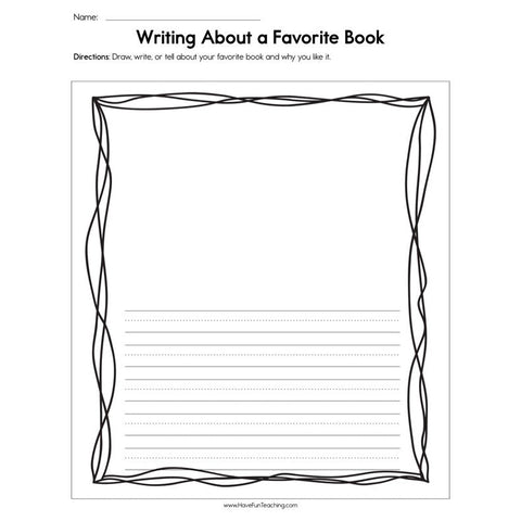 Writing About a Favorite Book Worksheet