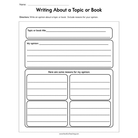 Writing About a Topic or Book Worksheet
