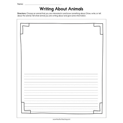 Writing About Animals Worksheet