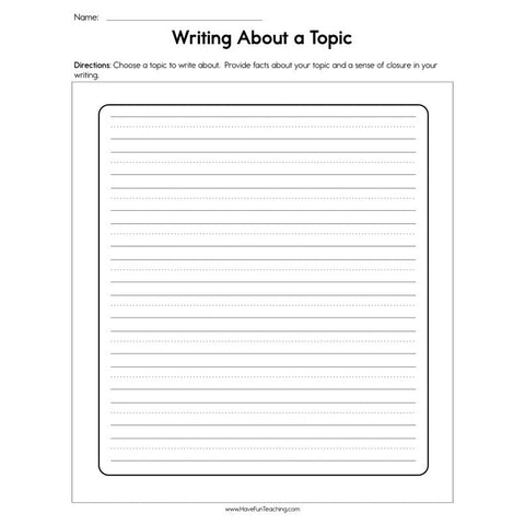 Writing About Any Topic Worksheet