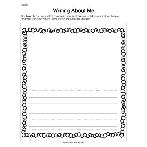 Writing About Me Worksheet