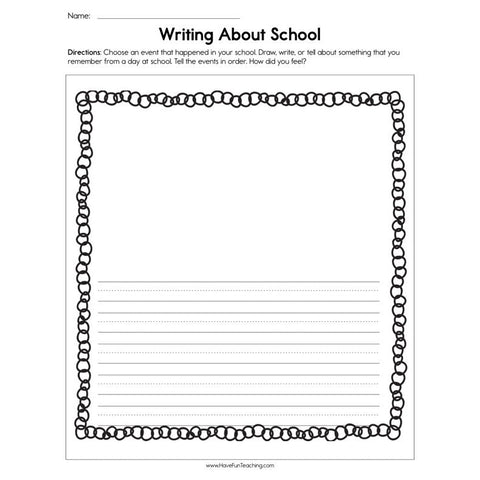 Writing About School Worksheet