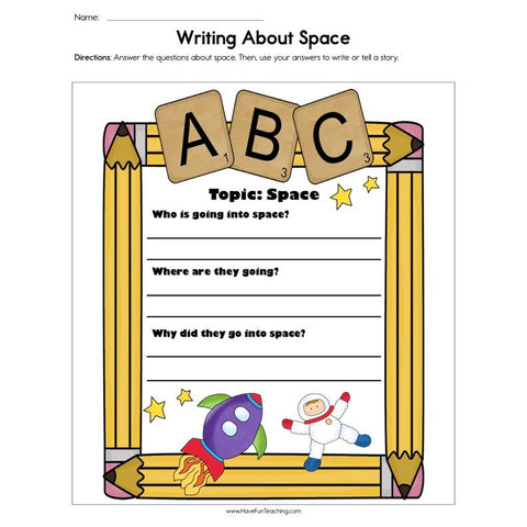 Writing About Space Worksheet