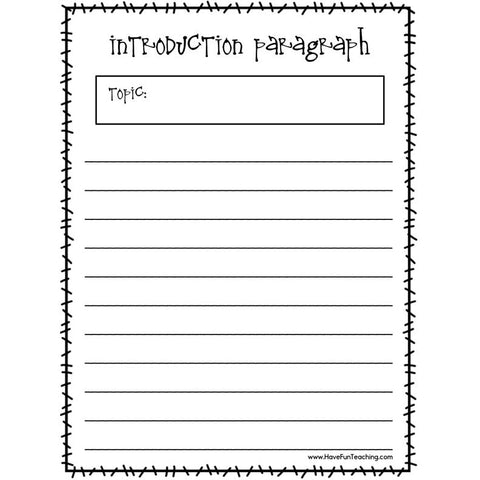 Writing AN Introduction Paragraph Worksheet