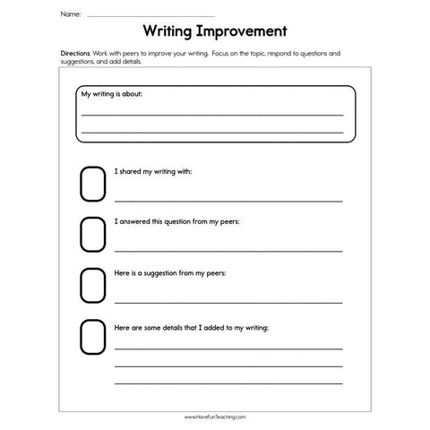 Writing Improvement Worksheet