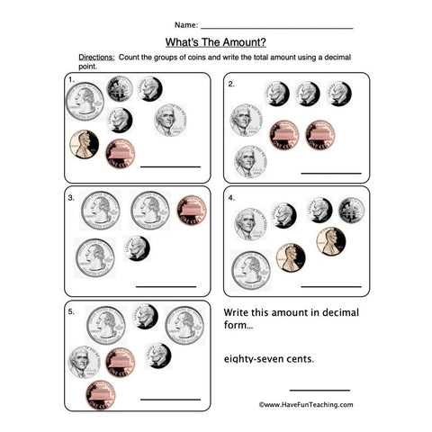 Writing Money Worksheet 3